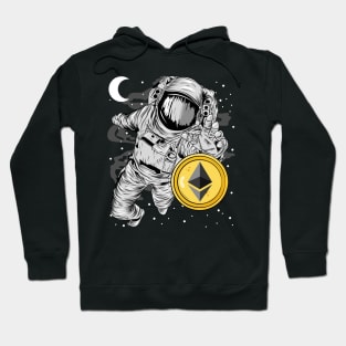 Astronaut Reaching Ethereum Crypto ETH Coin To The Moon Crypto Token Cryptocurrency Wallet Birthday Gift For Men Women Kids Hoodie